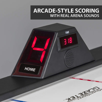 NHL Air Powered Hockey Table - New York Rangers - 84 Inch - Features Scratch Resistant Material, Automatic Scoring, and Built-In Accessory Storage