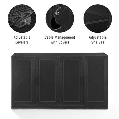 Crosley Furniture Essen Modern Sideboard Buffet Cabinet with Storage, TV Stand, Credenza, Black