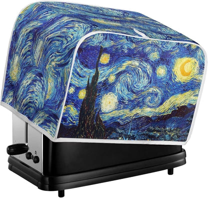 ZFRXIGN Starry Night Toaster Cover for 4 Slice Small Appliance, Washable Blue Dust Cover with Top Handle