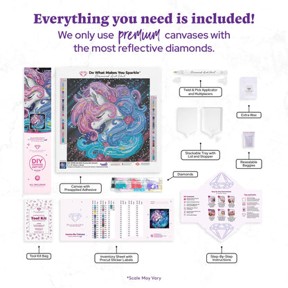 DIAMOND ART CLUB Aurora the Unicorn Diamond Painting Kit, Fun DIY Crafts for Adults, Round Diamond Art Canvas, 13" x 13" (33 cm x 33 cm)