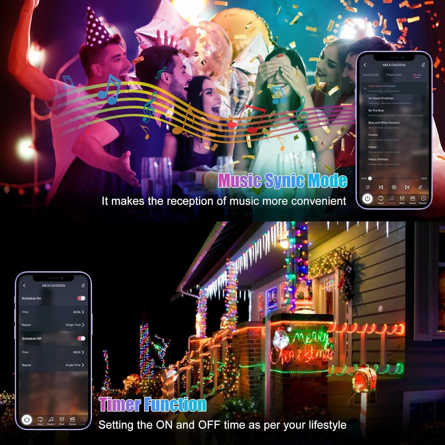 16FT/5M 50 IP65 RGB Smart IC String Lights Indoor [APP & Remote Control], LEDs Multicolor Fairy Lights, USB Powered