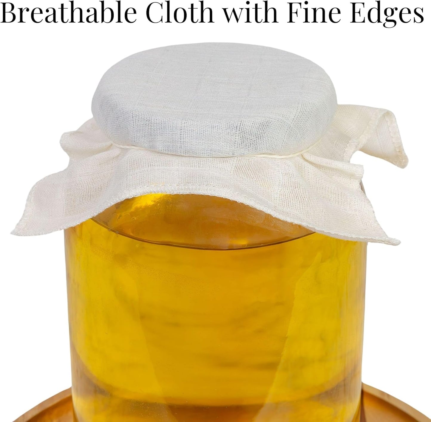 Cornucopia Brands Kombucha Jar Cloth Covers - 4-Pack Unbleached Muslin Cloth Covers with Rubber Bands