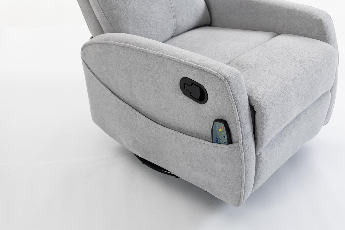 GDFStudio 360 Degree Swivel Accent Chair Manual Recliner Armchair Sofa Short Plush Upholstered Leisure Chair for Living Room Bedroom Office, Grey