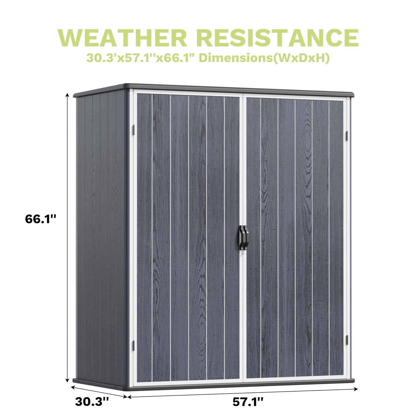 Devoko 5x3 FT Plastic Storage Shed with Floor, Small Resin Vertical Outdoor Storage Cabinet with Lockable Door, Waterproof Tool Garden Shed for Patio Lawn Backyard, Dark Gray