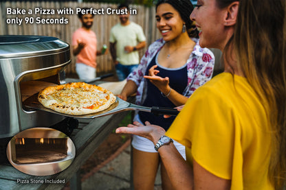 Solo Stove Pi Prime Pizza Oven Outdoor - Gas,Propane - Portable Pizza Oven with Cordierite Stone Cooking Surface - Demi-Dome Design - Wide-Mouthed Opening - Stainless Steel