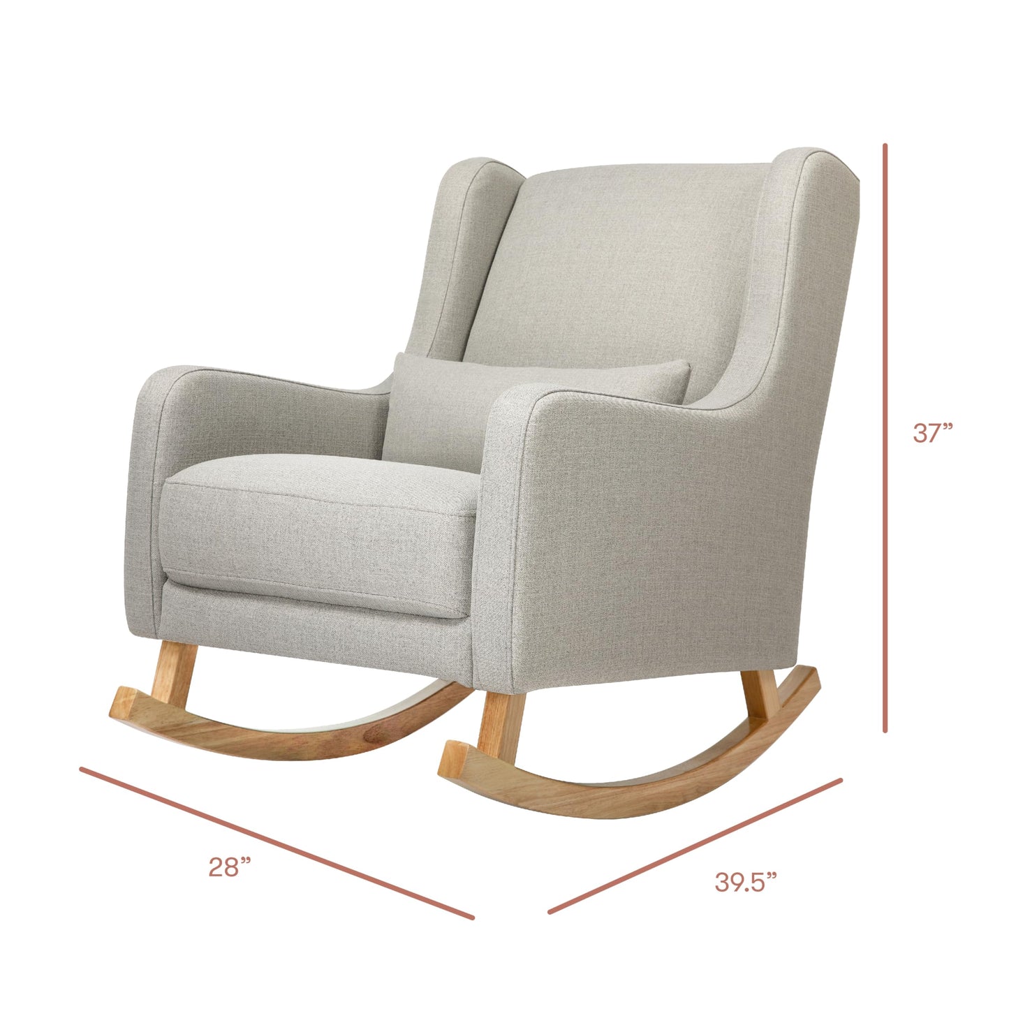 Babyletto Kai Rocker in Performance Grey Eco-Twill with Light Legs, Water Repellent & Stain Resistant, Greenguard Gold and CertiPUR-US Certified