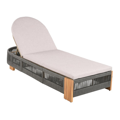 Christopher Knight Home Daskz Outdoor Chaise Lounge Chair, Patio Outdoor Acacia Wood Chaise Lounge, Adjustable Backrest Single Lounge Sofa, Poolside Beach Yard Seating, Rope Design, 79.5'', Teak+Gray