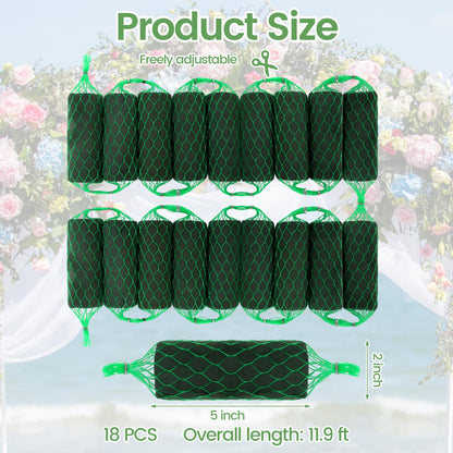 Elcoho 18 Pcs Floral Foam Garland, 11.9 ft Flower Sponge Blocks Kit, Absorbent Flower Holder for Fresh & Dried Flowers Arrangement Floral Foam Bricks for Wedding Garden Home Decor