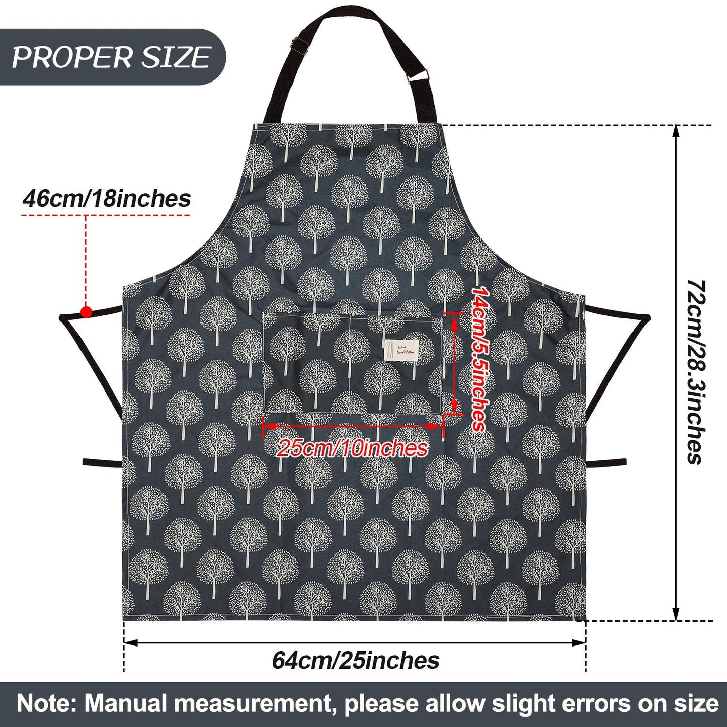 SATINIOR 3 Pieces Waterproof Bib Apron with 2 Pockets Adjustable Cooking Kitchen Apron for Women Men Chef BBQ Baking Cleaning(Black,Blue,Grey)