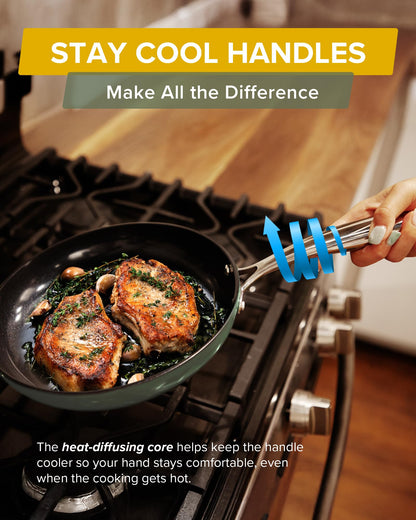 Nuwave Lux 13-Piece Premium Cookware Collection, Healthy G10 Duralon Blue Ceramic Nonstick, Ultra Durable, PFAS-Free, Lightweight & Works on All Cooktops