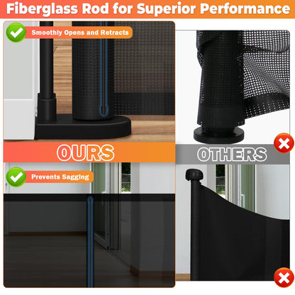 Retractable Baby Gates Dog Gate - 200" Extra Wide Expandable Child Safety Gate, 37" Tall Toddler Pet Mesh Gate with Reinforced Strips for Doorways, Stairs, Hallways, Outdoor & Indoor Large Openings