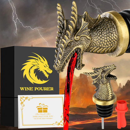 Dragon Head 2-In-1 Wine Bottle Pourer and Stopper, Dragon Gifts for Men Women Dragon Fans, Liquor Bottle Pourers Spout for Alcohol Spirits, Wine Accessories Gifts, Bronze