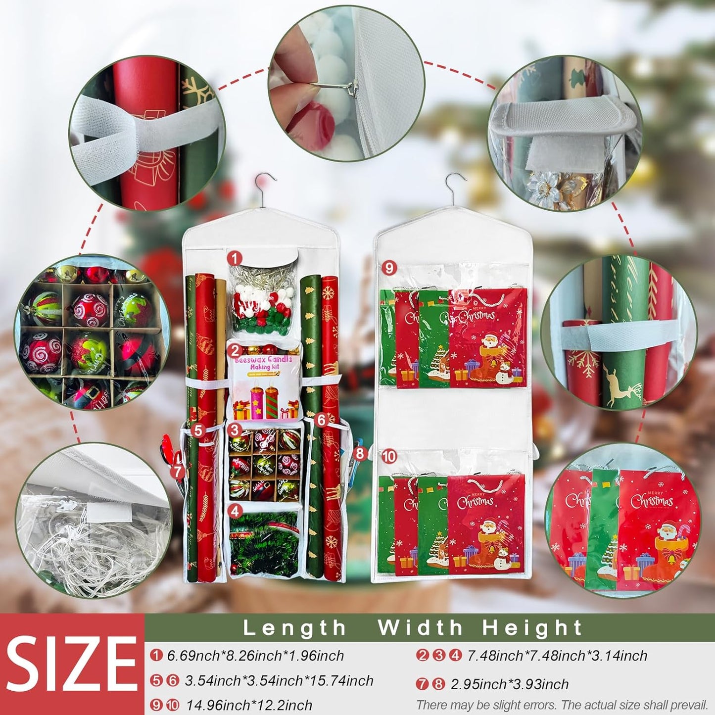 Skiennix Double-Sided Wrapping Paper Organizer - Clear PVC Storage for 40-Inch Rolls & Gift Bags