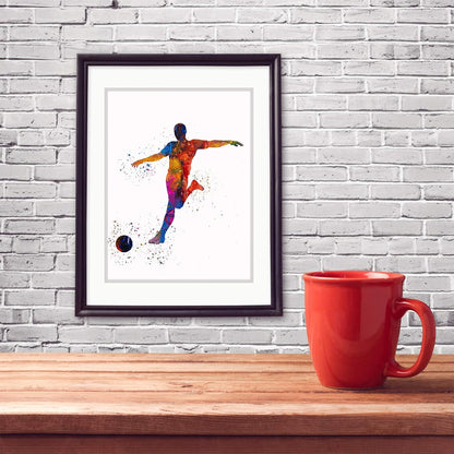 Male Soccer Player Abstract Sport Wall Art Print 11x14 for Teen Boy Bedroom Decor