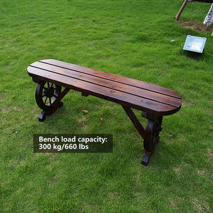 LLZJDDPLY Outdoor Picnic Table and Bench Set, Patio Dining Set Wooden Wagon Wheel, Outdoor Dining Table and Chair, for Garden Yard Porch(160cm/63in)