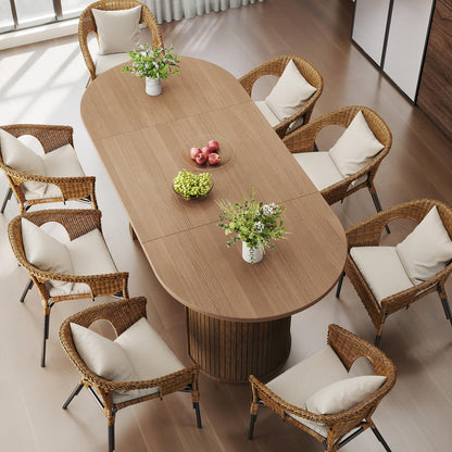 SoarFlash 70.8" Oval Dining Table for 4-6 Person Kitchen Table with Semi-Cylindrical Legs Base Modern Farmhouse Dinner Tables for Dining Living Receiption Room (Brown)