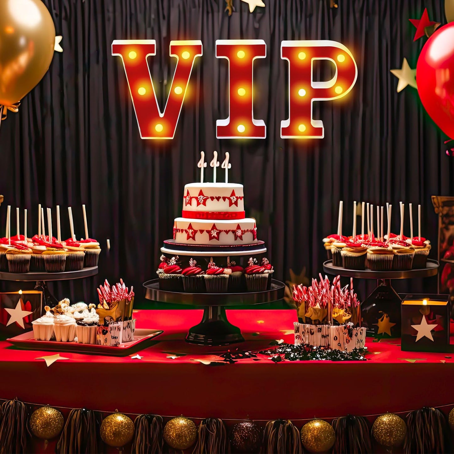 Aurelema VIP 6.3" Light up Letters Sign Party Decorations Battery Powered Marquee Lighted Sign LED Alphabet Letter Lights for Night Party Birthday Home Tabletop Decor Supplies