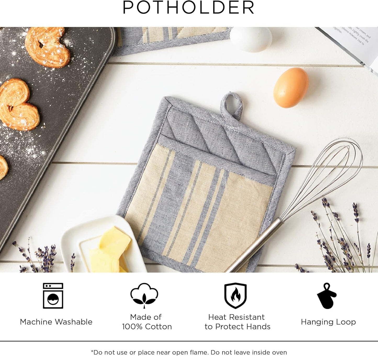 DII Kitchen Essentials, Black & White Diamond Collection Potholder Set, 2 Piece