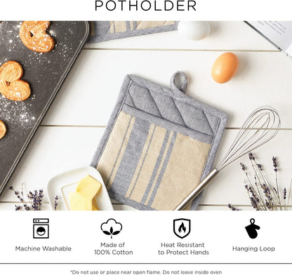 DII Kitchen Essentials, Black & White Diamond Collection Potholder Set, 2 Piece