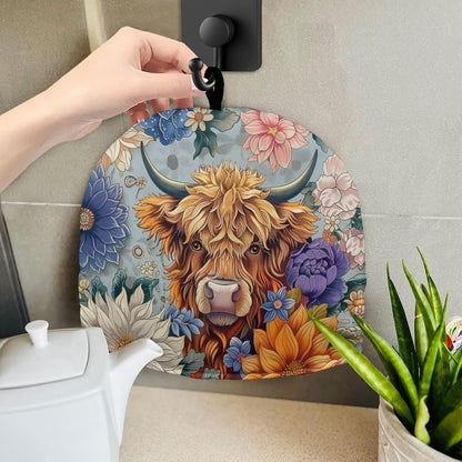 Highland Cow Tea Cozy for Teapot, Insulated Flower Tea Pot Cover, Bohemia Kettle Dust Cover for Kitchen