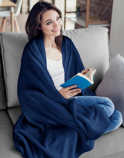 Utopia Bedding Fleece Blanket - Luxury Anti-Static Soft Microfiber Throw | Navy, 50x60 Inch