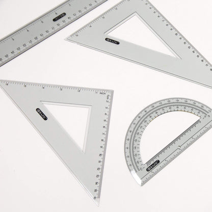 BAZIC Products 4-Piece Geometry Ruler Combination Sets, for School Math Office, 2 Pack