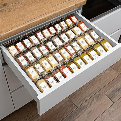 Spice Drawer Organizer, 8 Pcs Acrylic Drawer Spice Rack, Adjustable from 11" to 22", Space Black