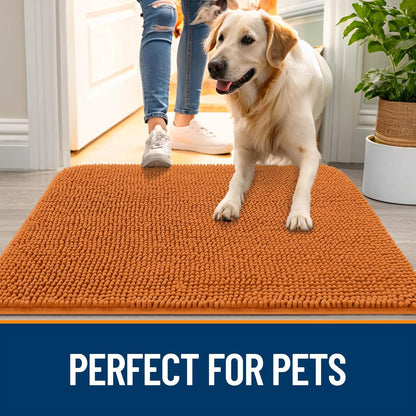 OLANLY Dog Door Mat - Absorbent Non-Slip Chenille Mat for Muddy Paws | 70x24 Inches, Quick Dry Clay Color