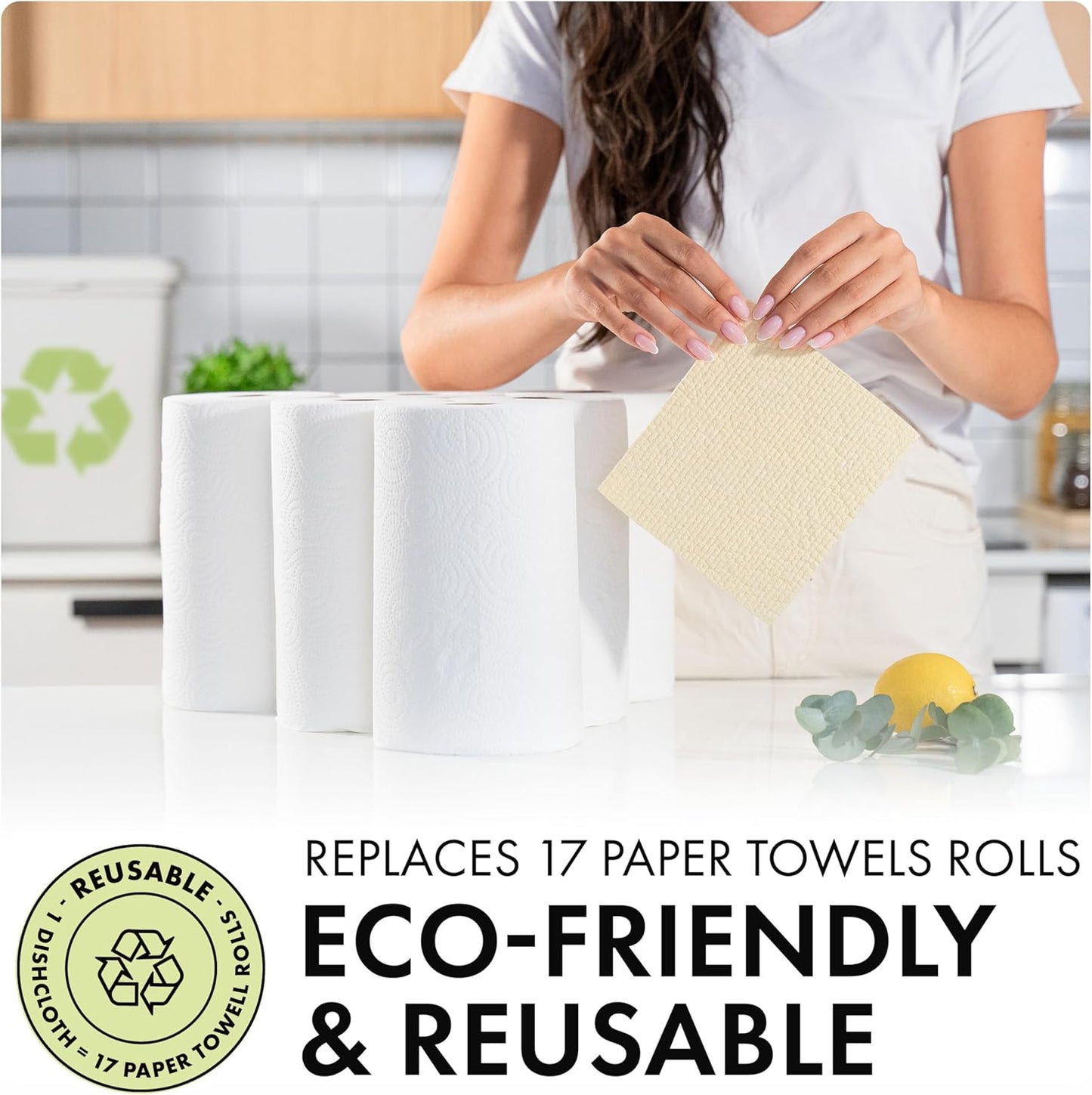 SUPERSCANDI 5 Pack Original Swedish Dishcloths, Reusable Paper Towels for Kitchen, Durable and Absorbent