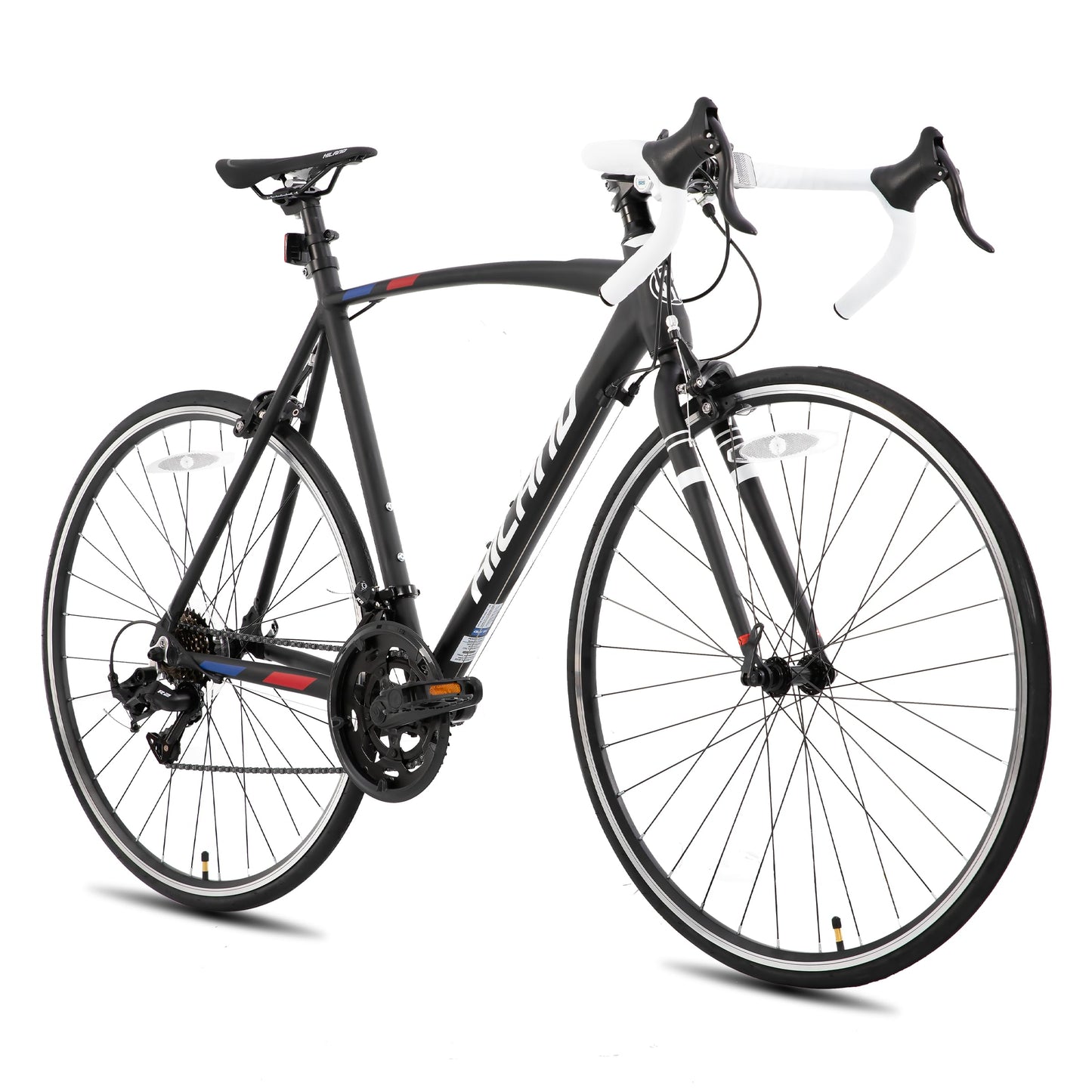 HILAND 14 Speeds 700C Road Bike, Light Weight Aluminum Frame Sport Bike, Racing Bike for Men Women Adult Bicycle 57 CM Frame Black