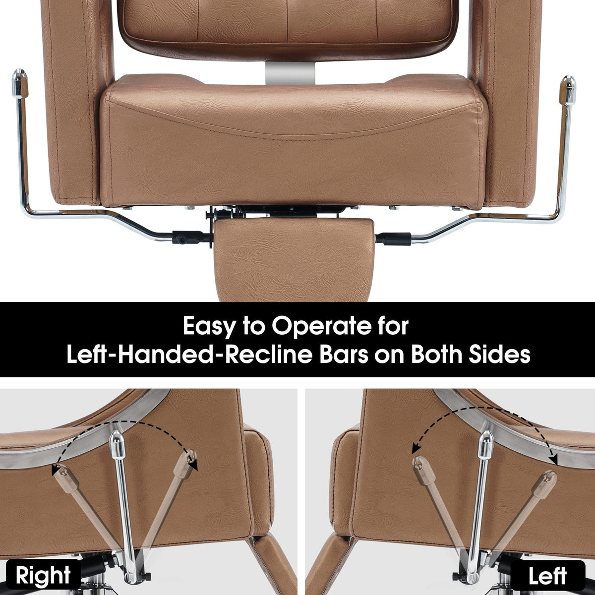 BarberPub Barber Chair Reclining Salon Chair for Hair Stylist, Antique Hair Spa Salon Styling Beauty Equipment 8132 (Gold)