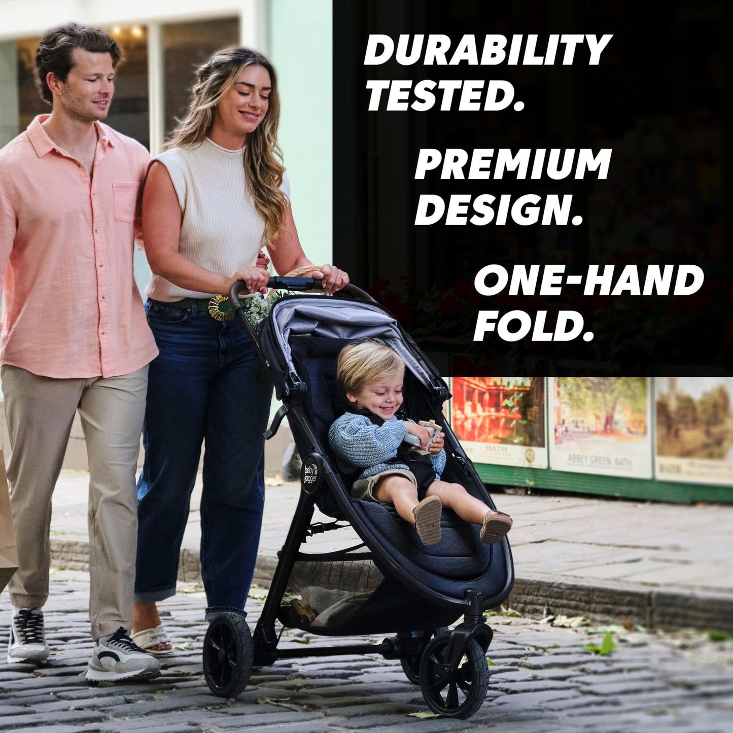 Baby Jogger® City Mini GT3 All Terrain Baby Stroller with Forever Air Rubber Tires, All Wheel Suspension, Lightweight Stroller with Magnetic Buckle, No-Rethread Harness, and Foot Brake, Rich Black