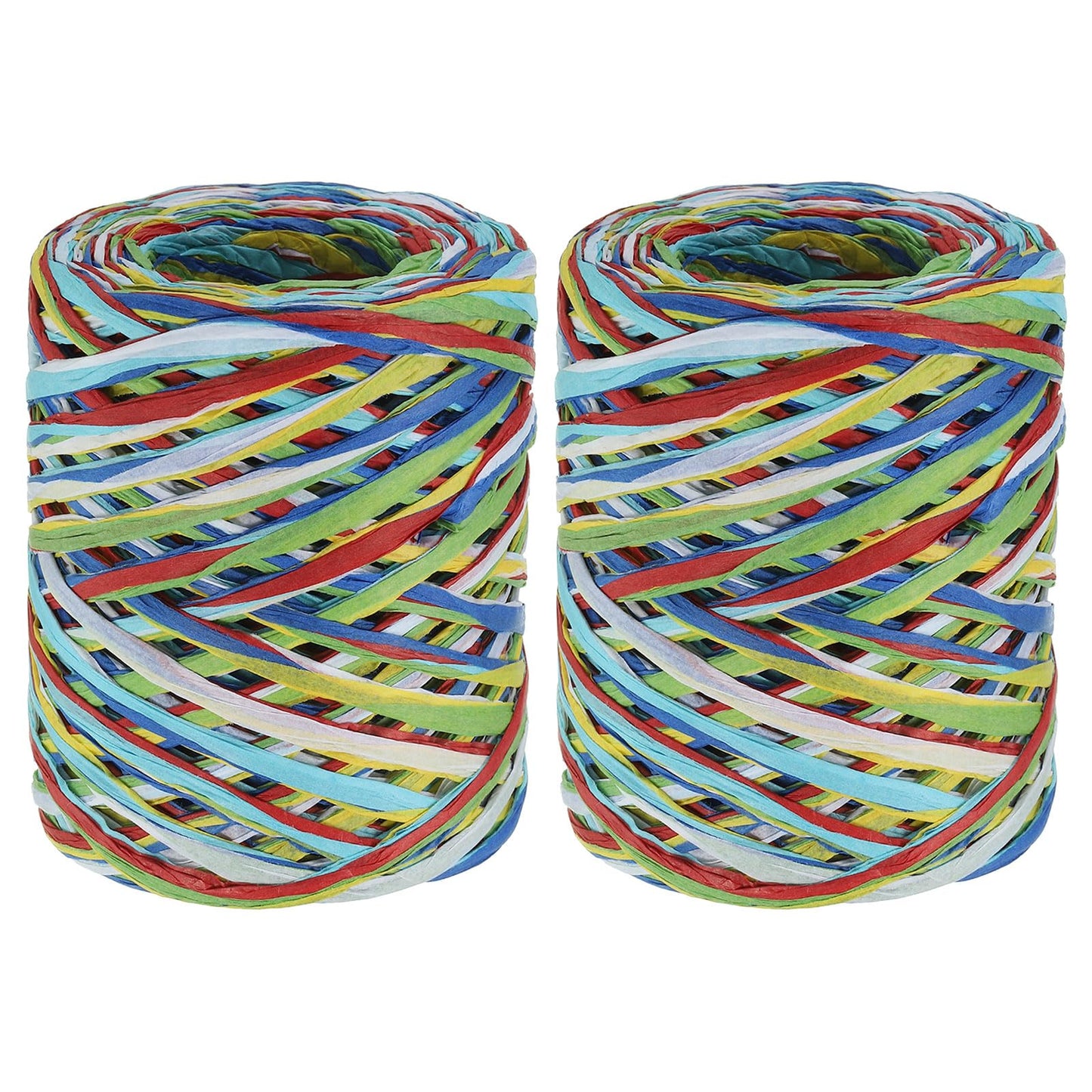 PATIKIL 219 Yards Raffia Ribbon, 2 Rolls Raffia Paper Craft Ribbon Paper Twine Wrapping Ribbon for Gift Packaging and Decoration, Red/Navy Blue