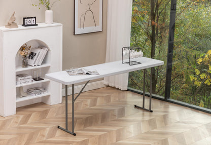 BTEXPERT Set of 10, 5-Foot - 60" Long White Plastic Folding Seminar Training Table Portable 18" Wide Narrow, 29" High, Events Indoor Outdoor Lightweight