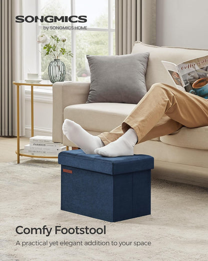 12.2 16.1 Inches 286 lb, ULSF200Q01 SONGMICS Storage Ottoman, Foldable Small Ottoman Foot Rest, x Foot Stool, Load up