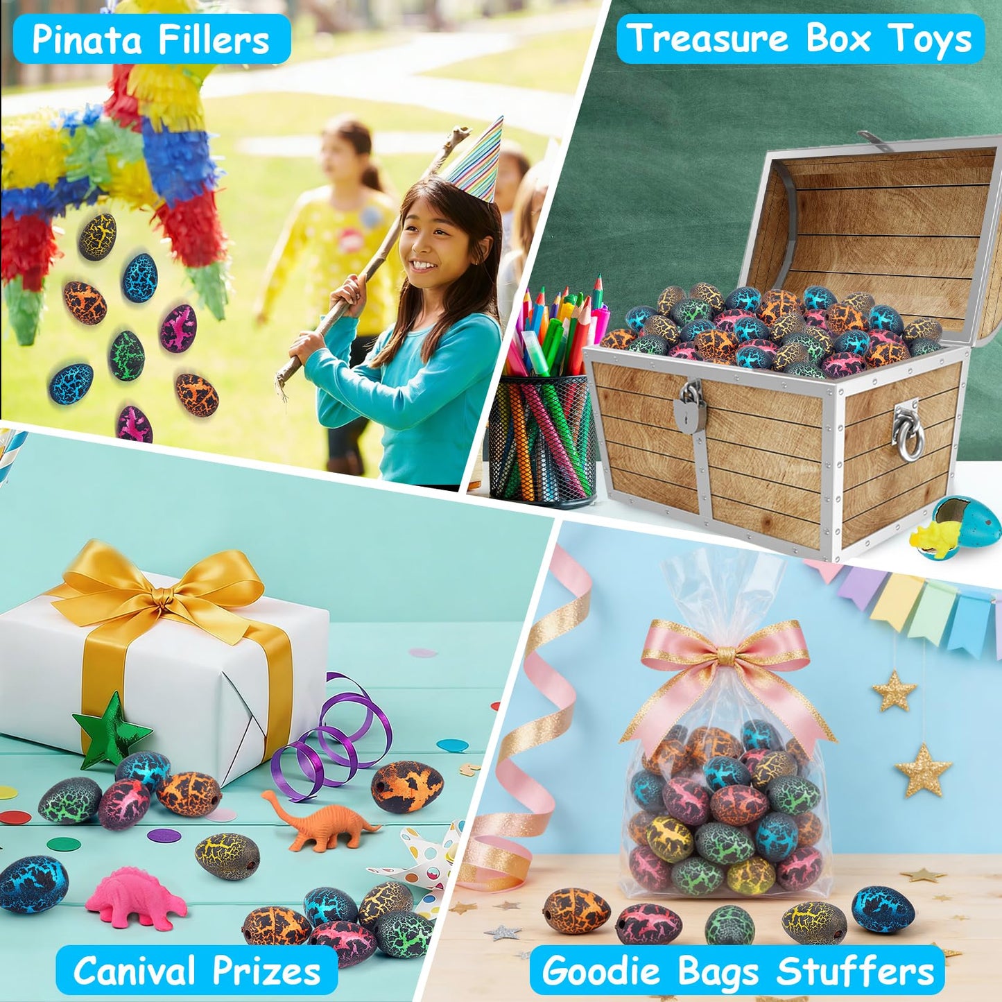 60PCS Small Hatching Dinosaur Eggs for Dinosaur Birthday Party Favors Summer Goodie Treat Bag Stuffers Classroom Carnival Prizes Bulk Pinata Fillers Novelty Grow in Water Dino Eggs with Toys Inside