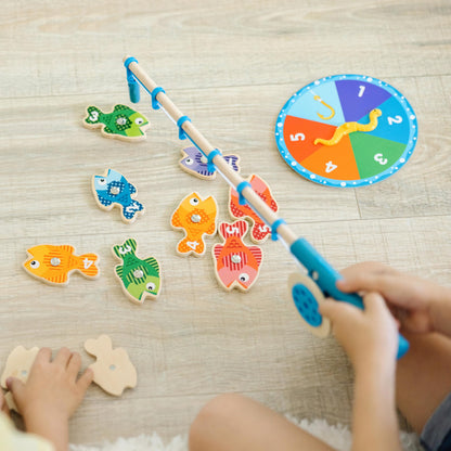 Melissa & Doug Catch & Count Wooden Fishing Game With 2 Magnetic Rods
