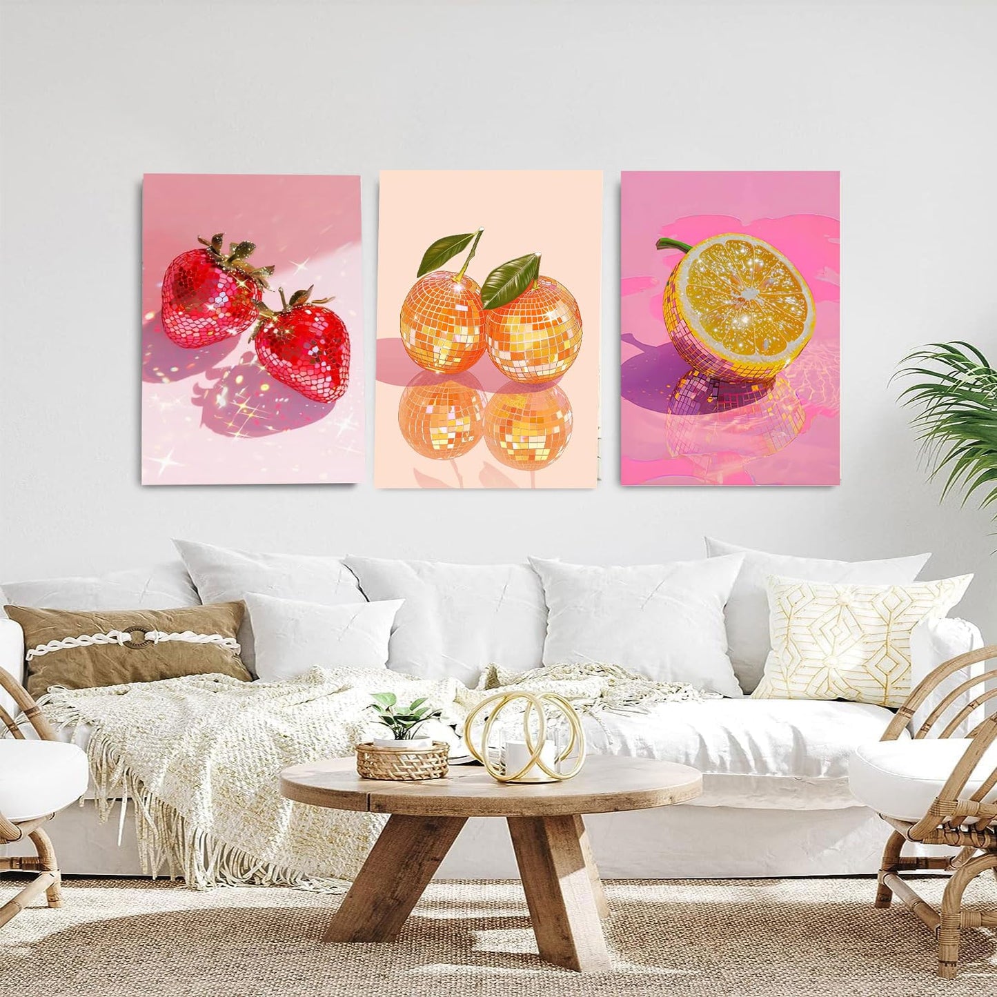 RYMILIE 3 Packs Fruit Diamond Art Kits for Adults, Cute Diamond Art Kits for Beginners-DIY 5D Gem Painting Kit for Home Wall Decor Gifts 【11.8x15.7inch】