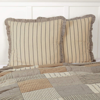 VHC Brands Farmhouse Bedding-Sawyer Mill Tan Fabric Euro Sham, 26x26 (Dark Creme White)