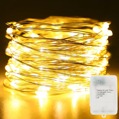 16.4Ft 50 5 Fairy Lights Battery Operated LED Silver Copper Wire Twinkle Lights with Lighting Modes for Christmas