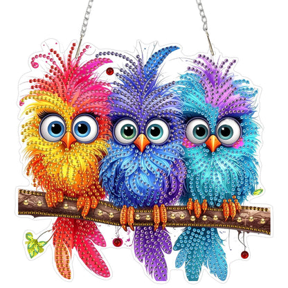 SENQAO Bird Diamond Art Hanging Kits for Adults Kids, Double Sided DIY Acrylic Diamond Art Painting Window Pendants Home Garden Wall Hanging Kits Hanging Ornament