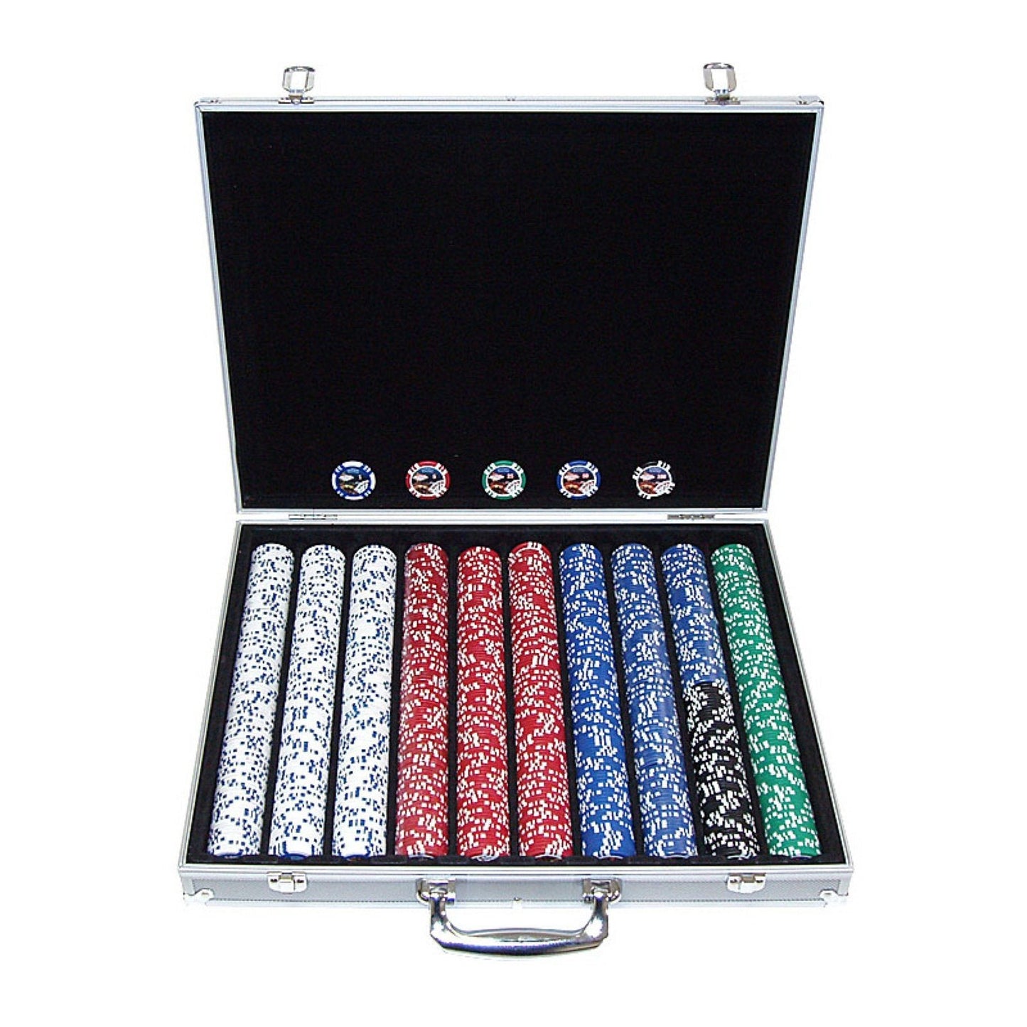 Trademark 1000 11.5g Jackpot Casino Clay Poker Chips with Aluminum Case Poker Chip Set, Silver
