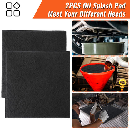 Saillong 2 Pcs 22'' Oil Drain Splash Pad, No Splatter Pad Square Pad for Car Changing Oil Transmission Drain Pan, Black
