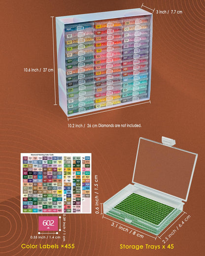 YBUTVY Diamond Art Trays with Lids, 45PCS Diamond Painting Trays with Lids ＆ Diamond Art Storage, Gift Box Diamond Painting Accessories for Diamond Art Beads