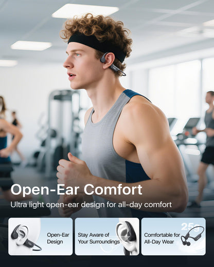 Wigfar Bone Conduction Headphones, Open Ear Headphones Bluetooth 6.0 with Mic, 10H Playtime,Waterproof Sports Headphone Suitable for Running,Cycling, Outdoor Sports