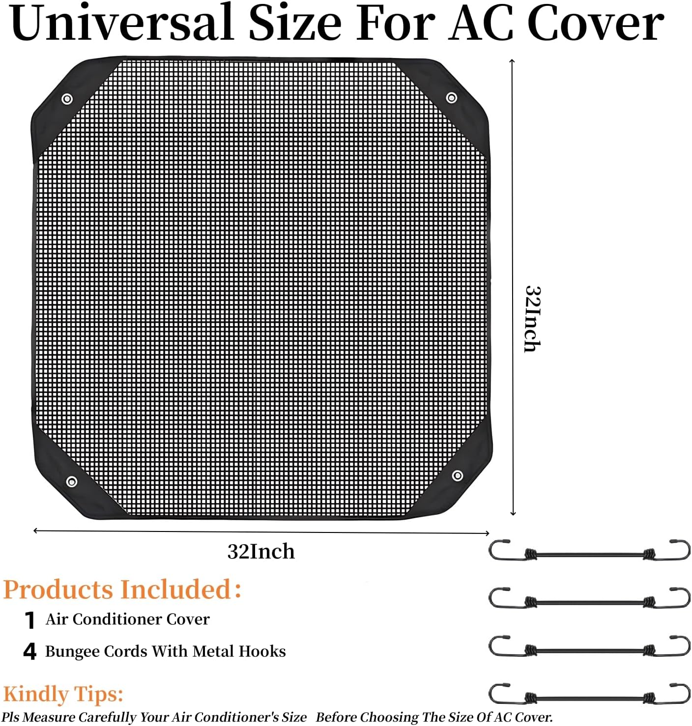 Durable Central Air Conditioner Cover for Outside Units 32 x 32, Leaf Guard Mesh AC Cover Defender Outdoor (32" x 32")