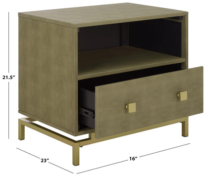 Safavieh Home Collection Meilana Light Taupe/Brass 1-Shelf 1-Drawer Nightstand