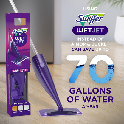 Swiffer WetJet Floor Spray Mop Cleaner Starter Kit - Includes Power Mop, 10 Pads & Solution