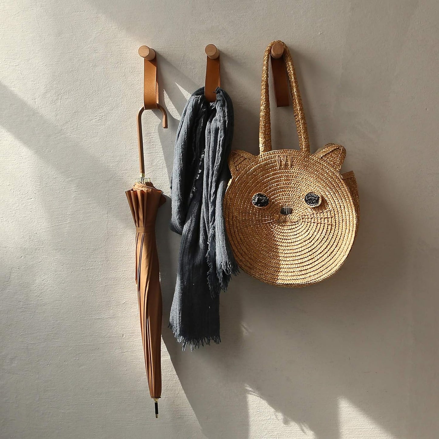 XAOMLP Wooden Coat Hooks - Wall Mounted Vintage Single Organizer Hangers, Handmade Craft Hat Rack, 3pcs