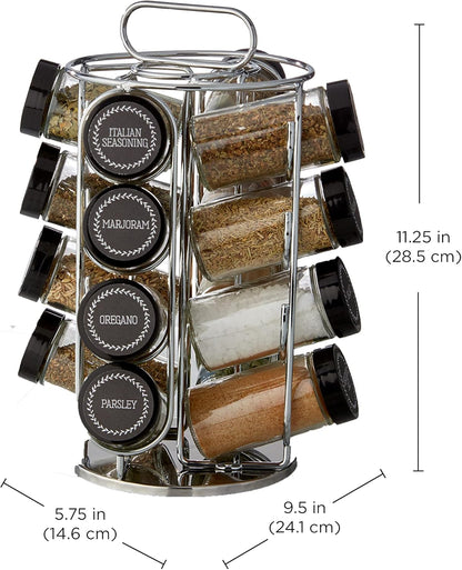 16 Countertop 5 Kamenstein Jar Montauk Revolving Spice Rack Organizer with Spices Included, FREE Spice Refills